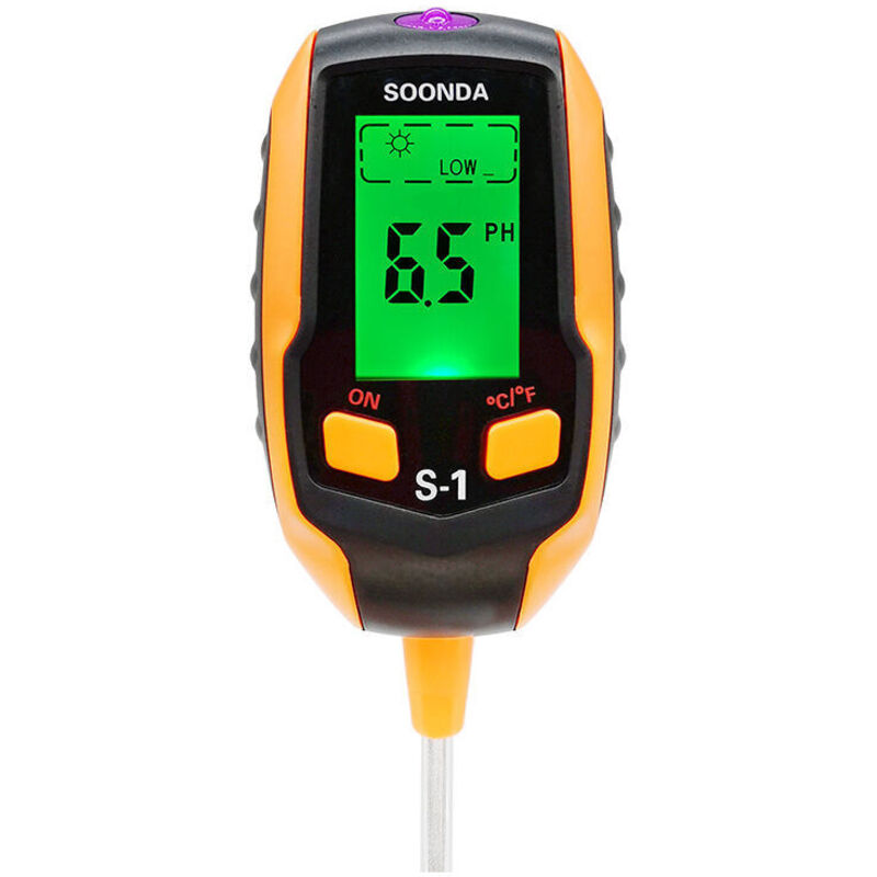 Odipie - Soil ph Meter, 4-in-1 Digital Soil ph Tester, Soil Moisture Light ph Temperature Tester, Garden Tool Sets for Plant Care