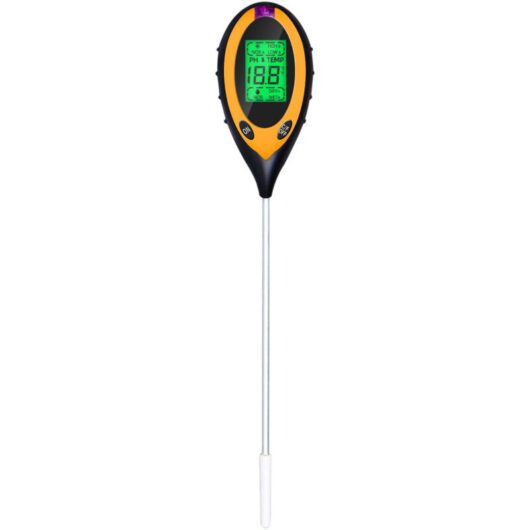 Odipie - Soil ph Meter, 4-in-1 Soil Moisture/Light/pH/Temperature Tester Gardening Tool Kits for Yard, Battery Included, Yellow