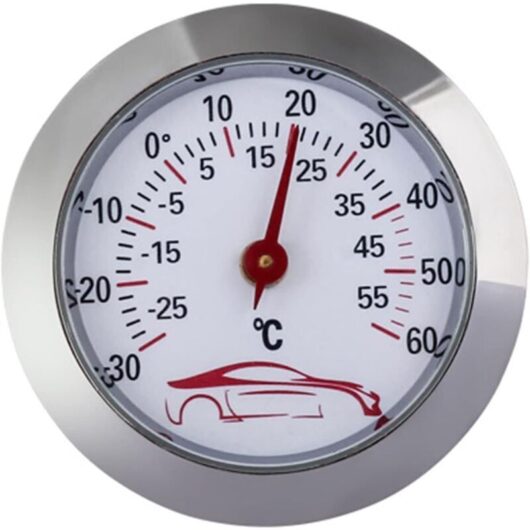 Odipie - Thermometer Mini Car Thermometer -30 to 60°C Built-in Temperature Test Gauge Meter Indicator 43mm Round Dial - Analog Temperature Monitor