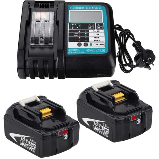Powerwings - 3Pack) 2X Battery & Charger for Makita BL1850B 18 v 5.0Ah Charger DC18RC 18V BL1850 BL1860B BL1860 BL1830B BL1840 BL1850 DMR108 DMR110