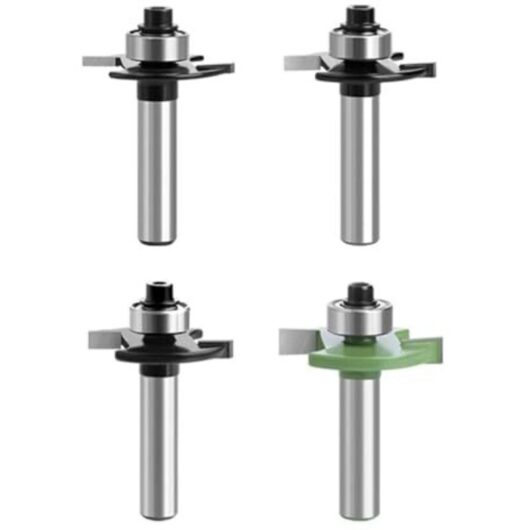 Router Bits, Disc Grooving Cutter, Router Bit, 8mm Shank, 4pcs, 2mm, 3mm, 4mm, 5mm with Ball Bearings, Woodworking Tools, Flush Cutters for Wood