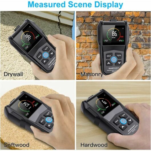 Wood Moisture Tester, t Wall Moisture Tester, Needle-free Wall Moisture Tester with Alarm Function, Used to Measure Wall, Soft Wood, Hard Wood and