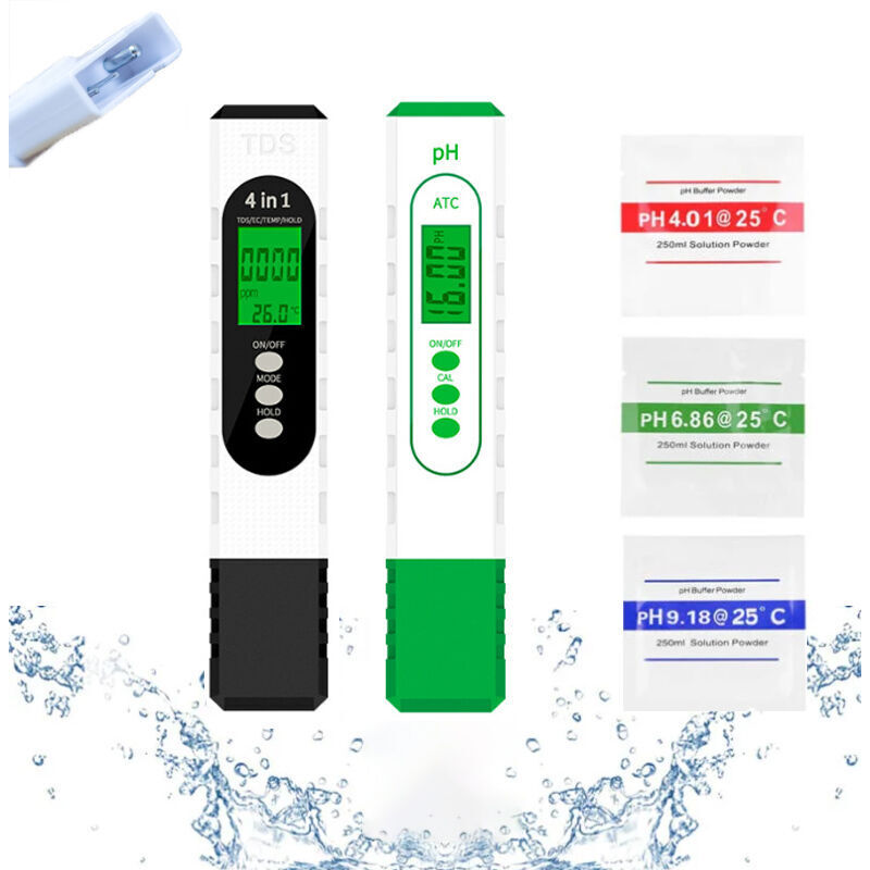 pH Meter, pH Tester 0.01, High Precision Electronic pH Meter, With Automatic Temperature Compensation Function, Suitable for Domestic Drinking Water,