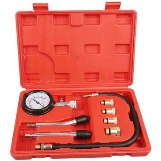 Engine Compression Tester, Automotive Spark Plug Tester Kit, Pressure Gauge Tool Kit for Testing Motorcycle, Car, Outboard Motor, Chainsaw,