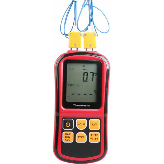 Thermocouple thermometer, industrial thermometer, dual-channel thermometer - temperature tester - LCD backlight,